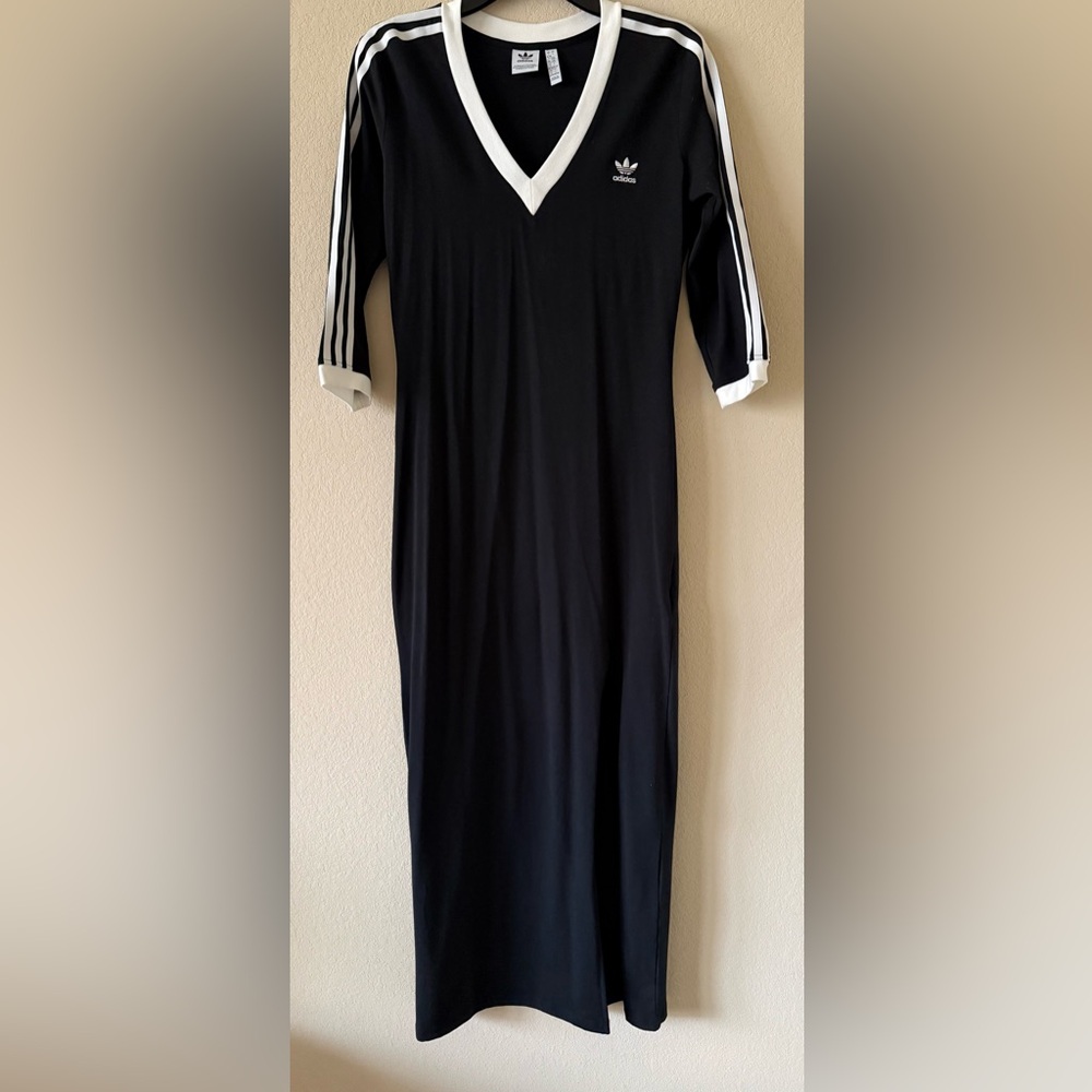 adidas Black Dress with White Stripes